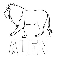 Online izdelana pobarvanka - Pobarvanka imena ALEN in otroška pobarvanka leva