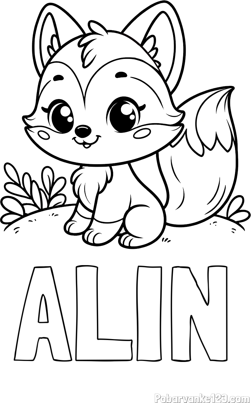 Pobarvanka imena ALIN in pobarvanka lisičke