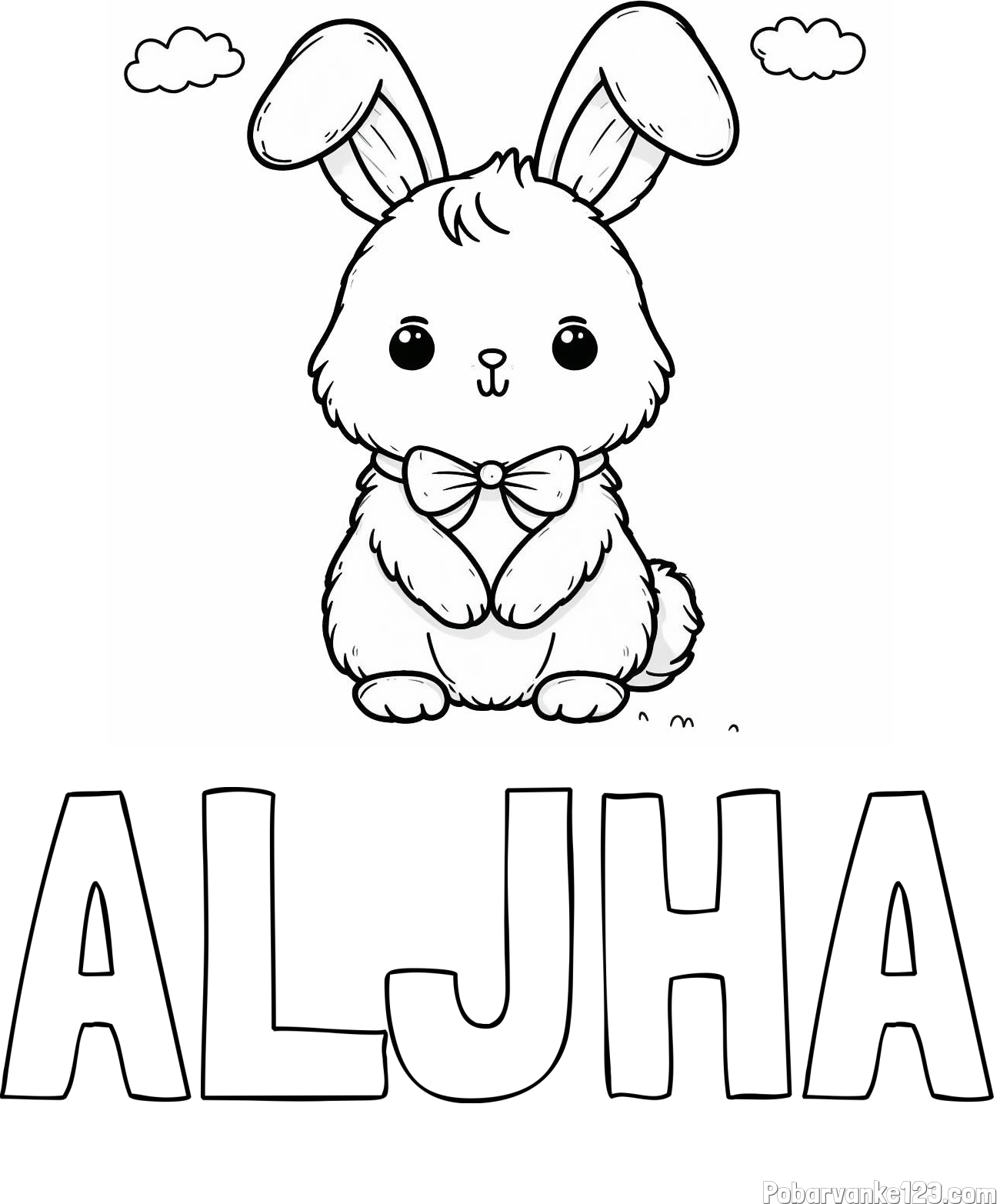 Pobarvanka imena ALJHA in pobarvanka prikupnega zajčka