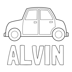 Online izdelana pobarvanka - Pobarvanka imena ALVIN in pobarvanka avta