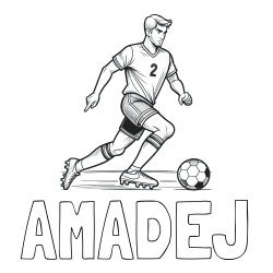 Online izdelana pobarvanka - Pobarvanka imena AMADEJ in pobarvanka nogometaša