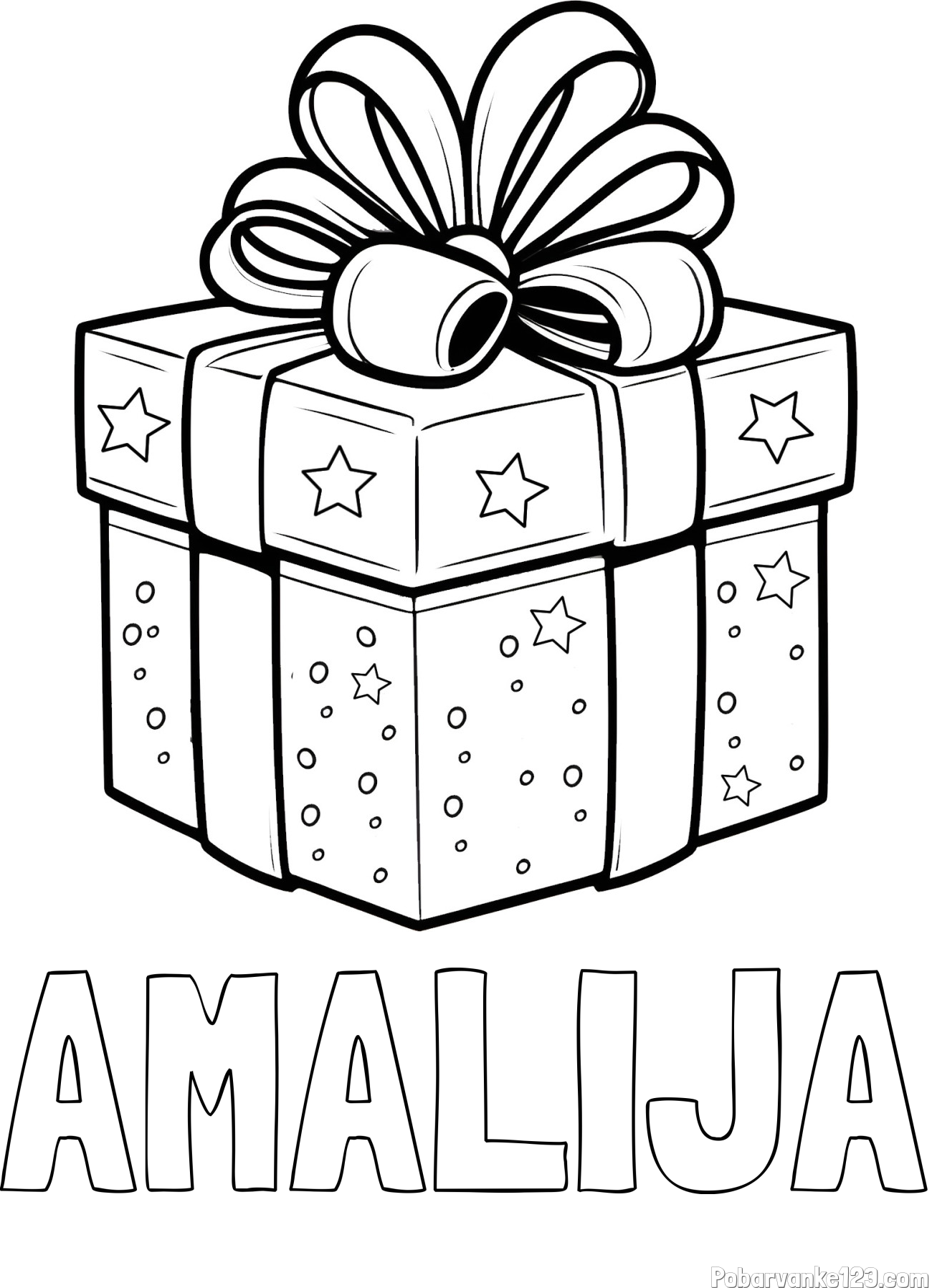 Pobarvanka imena AMALIJA in pobarvanka božičnega darila
