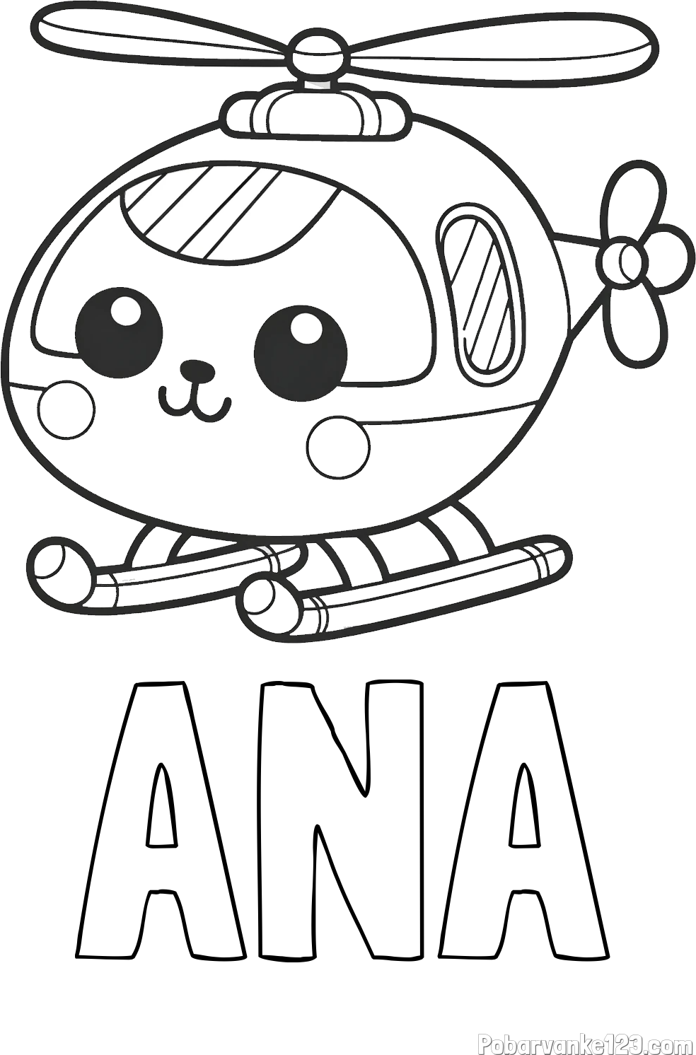 Pobarvanka imena ANA in otroška pobarvanka helikopterja