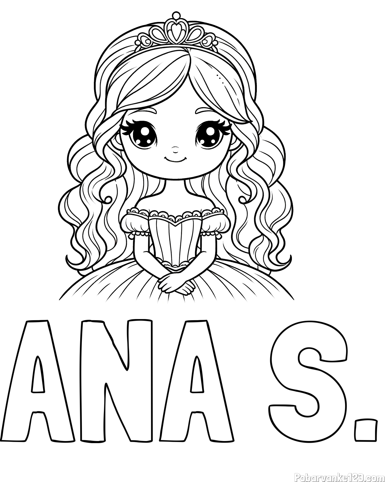 Pobarvanka imena ANA Š. in pobarvanka ljubke princese