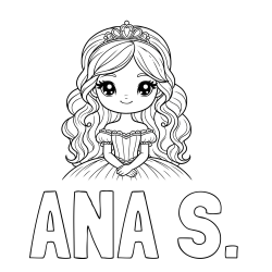 Online izdelana pobarvanka - Pobarvanka imena ANA Š. in pobarvanka ljubke princese