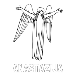 Online izdelana pobarvanka - Pobarvanka imena ANASTAZIJA in lepa pobarvanka angela
