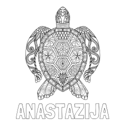 Online izdelana pobarvanka - Pobarvanka imena ANASTAZIJA in pobarvanka želve - mandale