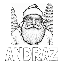 Online izdelana pobarvanka - Pobarvanka imena ANDRAŽ in pobarvanka Božička z očali