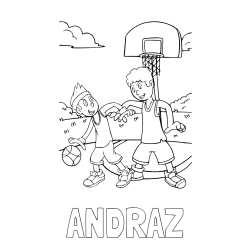 Online izdelana pobarvanka - Pobarvanka imena ANDRAŽ in pobarvanka košarkarjev pri igri