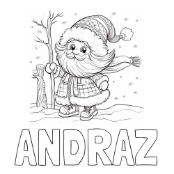 Online izdelana pobarvanka - Pobarvanka imena ANDRAŽ in pobarvanka prikupnega Dedka Mraza