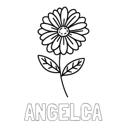Online izdelana pobarvanka - Pobarvanka imena ANGELCA in pobarvanka rožice