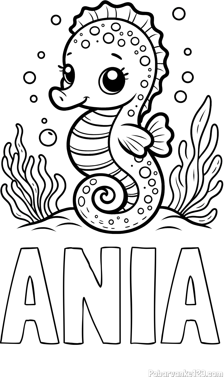 Pobarvanka imena ANIA in pobarvanka morskega konjička
