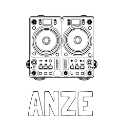 Online izdelana pobarvanka - Pobarvanka imena ANZE in pobarvanka DJ MIXER