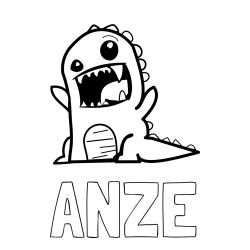 Online izdelana pobarvanka - Pobarvanka imena ANZE in pobarvanka strašnega dinozavra