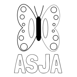 Online izdelana pobarvanka - Pobarvanka imena ASJA in preprosta otroška pobarvanka metuljčka