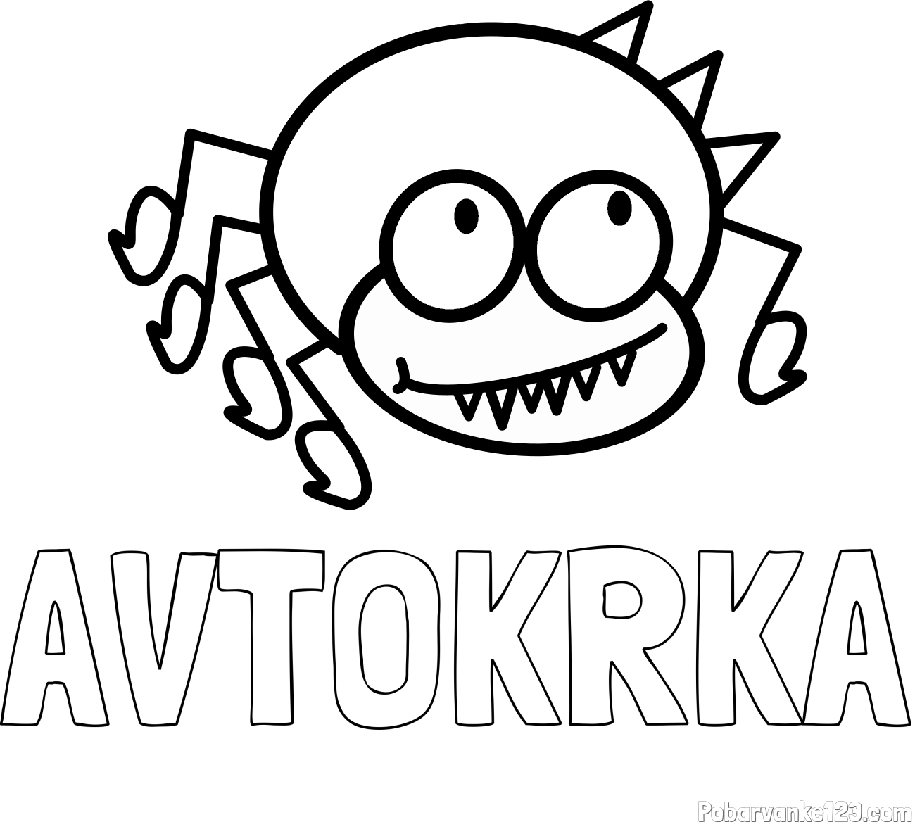 Pobarvanka imena AVTOKRKA in pobarvanka smešnega pajka