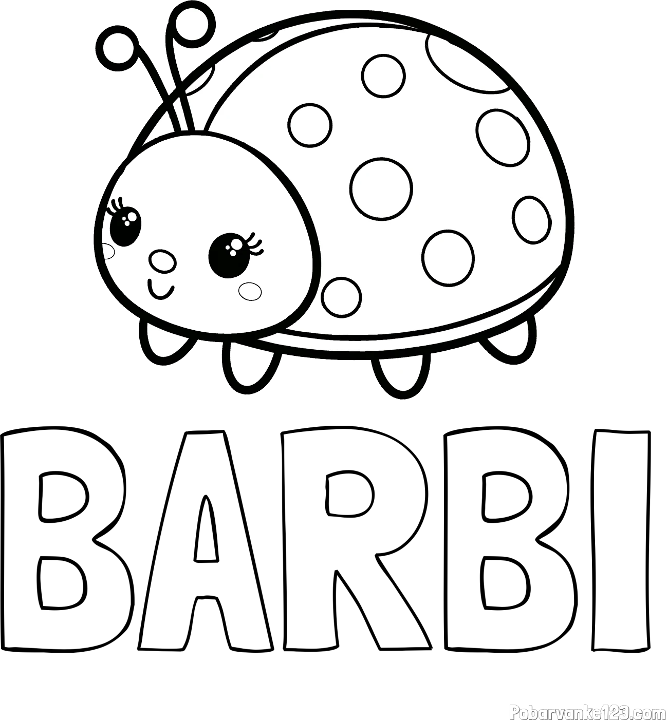 Pobarvanka imena BARBI in pobarvanka ljubke pikapolonice