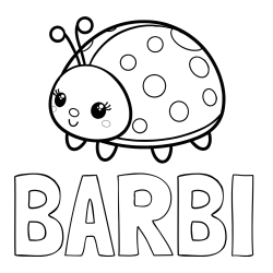 Online izdelana pobarvanka - Pobarvanka imena BARBI in pobarvanka ljubke pikapolonice