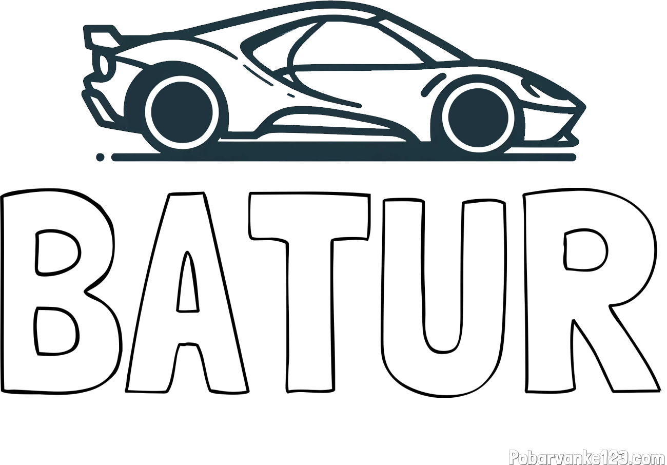 Pobarvanka imena BATUR in otroška pobarvanka dirkalnega avtomobila