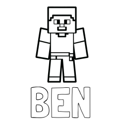 Online izdelana pobarvanka - Pobarvanka imena BEN in pobarvanka Minecraft figurice
