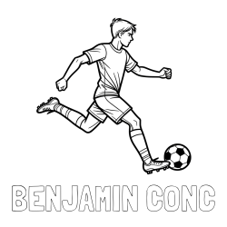 Online izdelana pobarvanka - Pobarvanka imena BENJAMIN ĆONČ in pobarvanka nogometaša v napadu