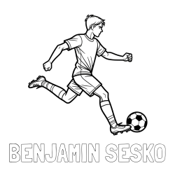 Online izdelana pobarvanka - Pobarvanka imena BENJAMIN ŠEŠKO in pobarvanka nogometaša v napadu