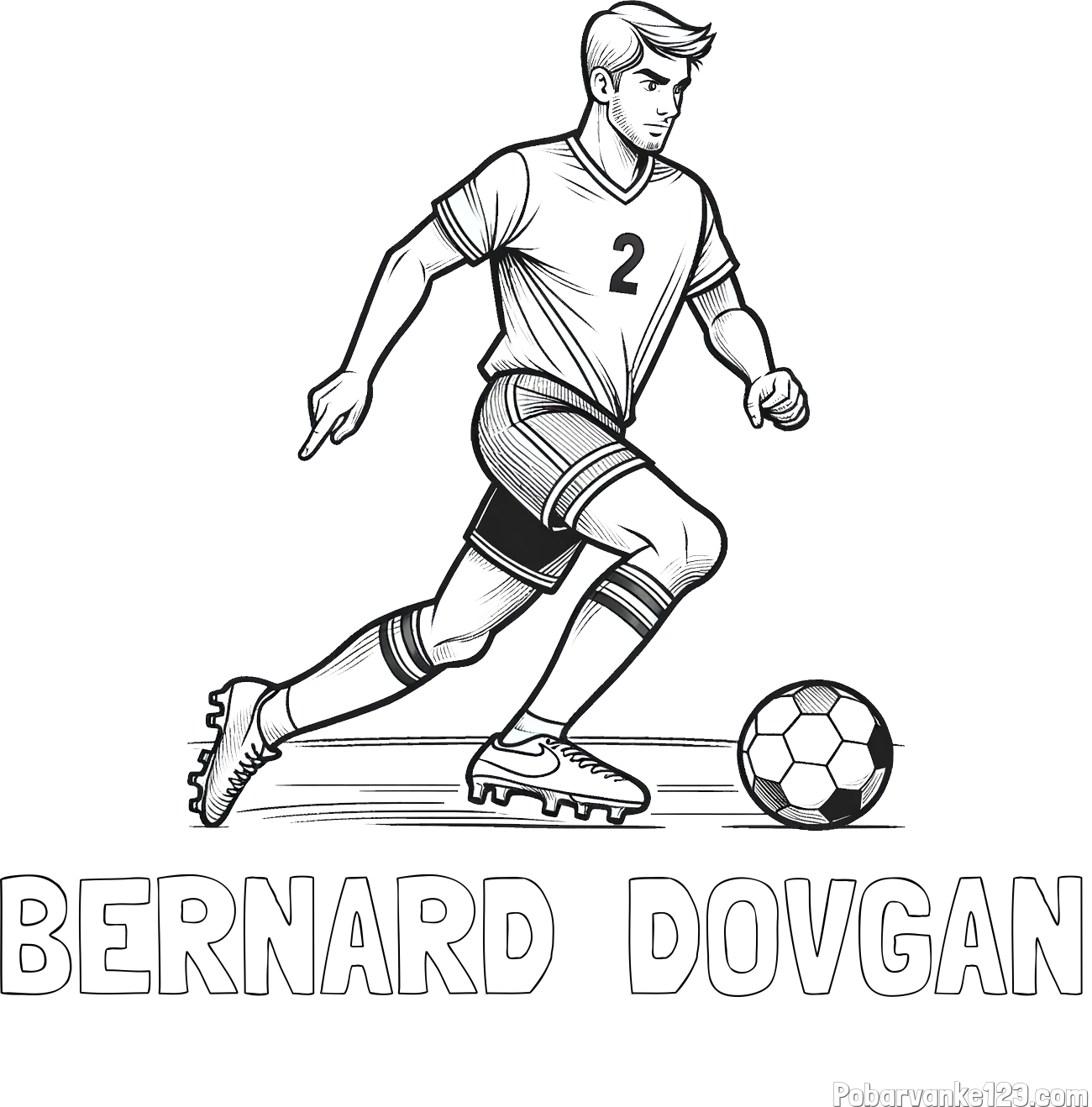 Pobarvanka imena BERNARD  DOVGAN in pobarvanka nogometaša
