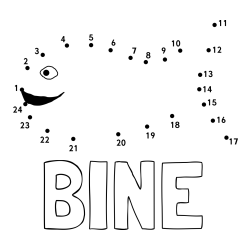 Online izdelana pobarvanka - Pobarvanka imena BINE in pobarvanka ribe - poveži številke