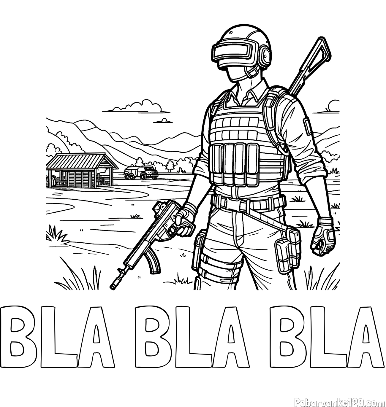 Pobarvanka imena BLA BLA BLA in otroška PUBG pobarvanka