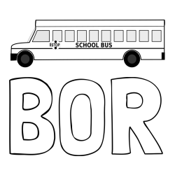 Online izdelana pobarvanka - Pobarvanka imena BOR in pobarvanka šolskega avtobusa