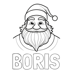 Online izdelana pobarvanka - Pobarvanka imena BORIS in preprosta otroška pobarvanka simpatičnega Božička