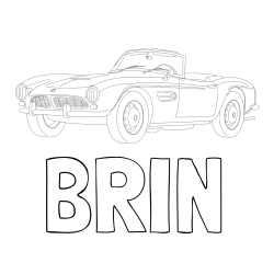 Online izdelana pobarvanka - Pobarvanka imena BRIN in pobarvnaka starega BMW