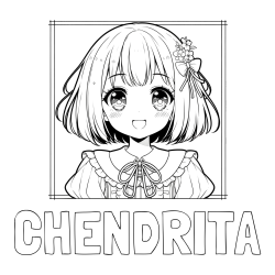 Online izdelana pobarvanka - Pobarvanka imena CHENDRITA in pobarvanka ljubke punčke v anime slogu