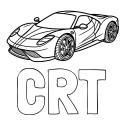 Online izdelana pobarvanka - Pobarvanka imena ČRT in pobarvanka dirkalnega avtomobila