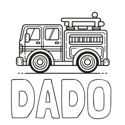 Online izdelana pobarvanka - Pobarvanka imena DADO in lepa pobarvnak gasilskega avta