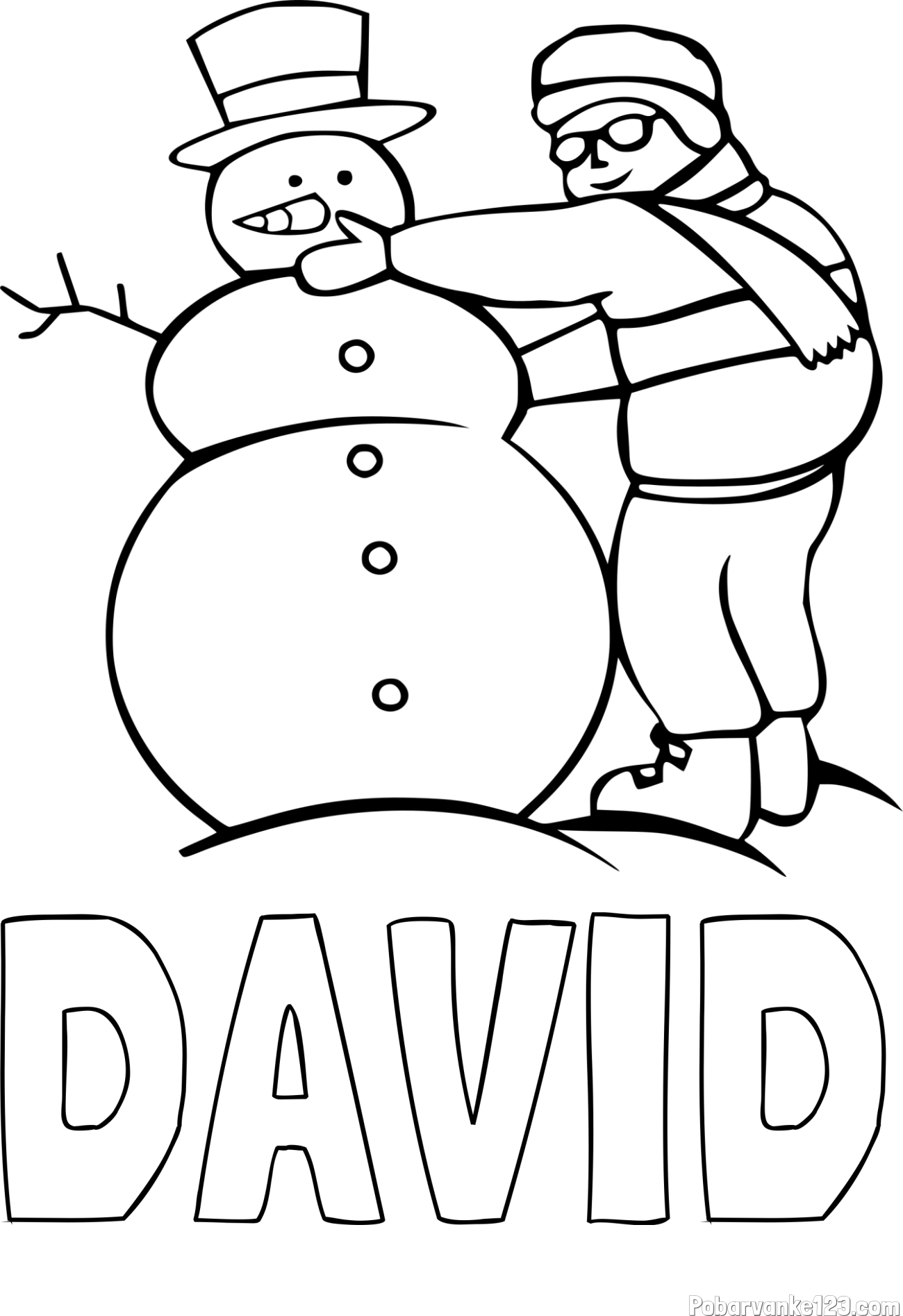 Pobarvanka imena DAVID in pobarvanka snežaka
