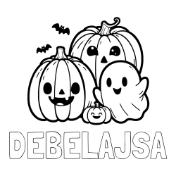 Online izdelana pobarvanka - Pobarvanka imena DEBELAJSA in pobarvanka duhca in buč za noč čarovnic