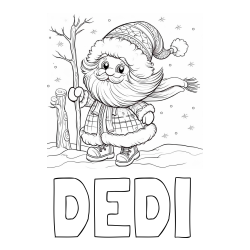 Online izdelana pobarvanka - Pobarvanka imena DEDI in pobarvanka prikupnega Dedka Mraza