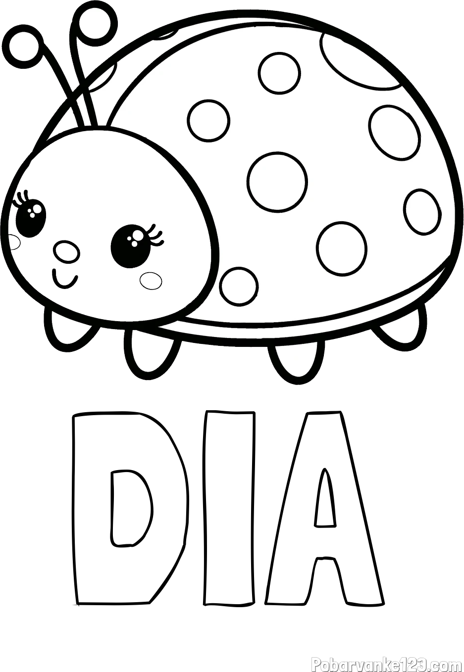 Pobarvanka imena DIA in pobarvanka ljubke pikapolonice