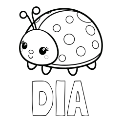 Online izdelana pobarvanka - Pobarvanka imena DIA in pobarvanka ljubke pikapolonice