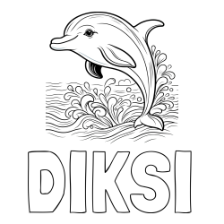 Online izdelana pobarvanka - Pobarvanka imena DIKSI in pobarvanka ljubkega delfina