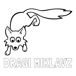 Online izdelana pobarvanka - Pobarvanka imena DRAGI MIKLAVŽ in otroška pobarvanka ljubke lisičke