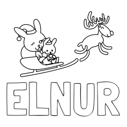 Online izdelana pobarvanka - Pobarvanka imena EL-NUR in božične sani