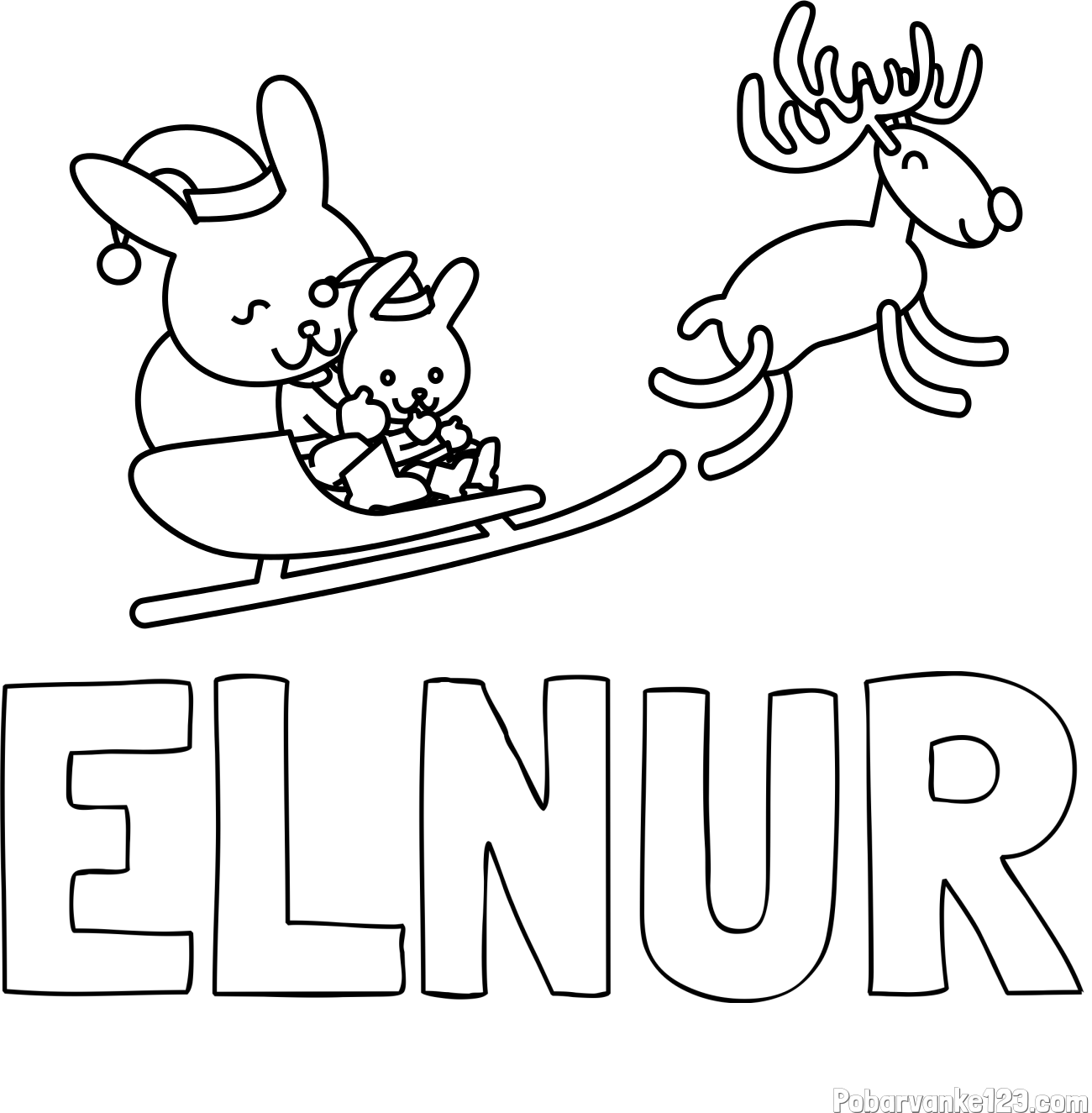 Pobarvanka imena EL-NUR in božične sani