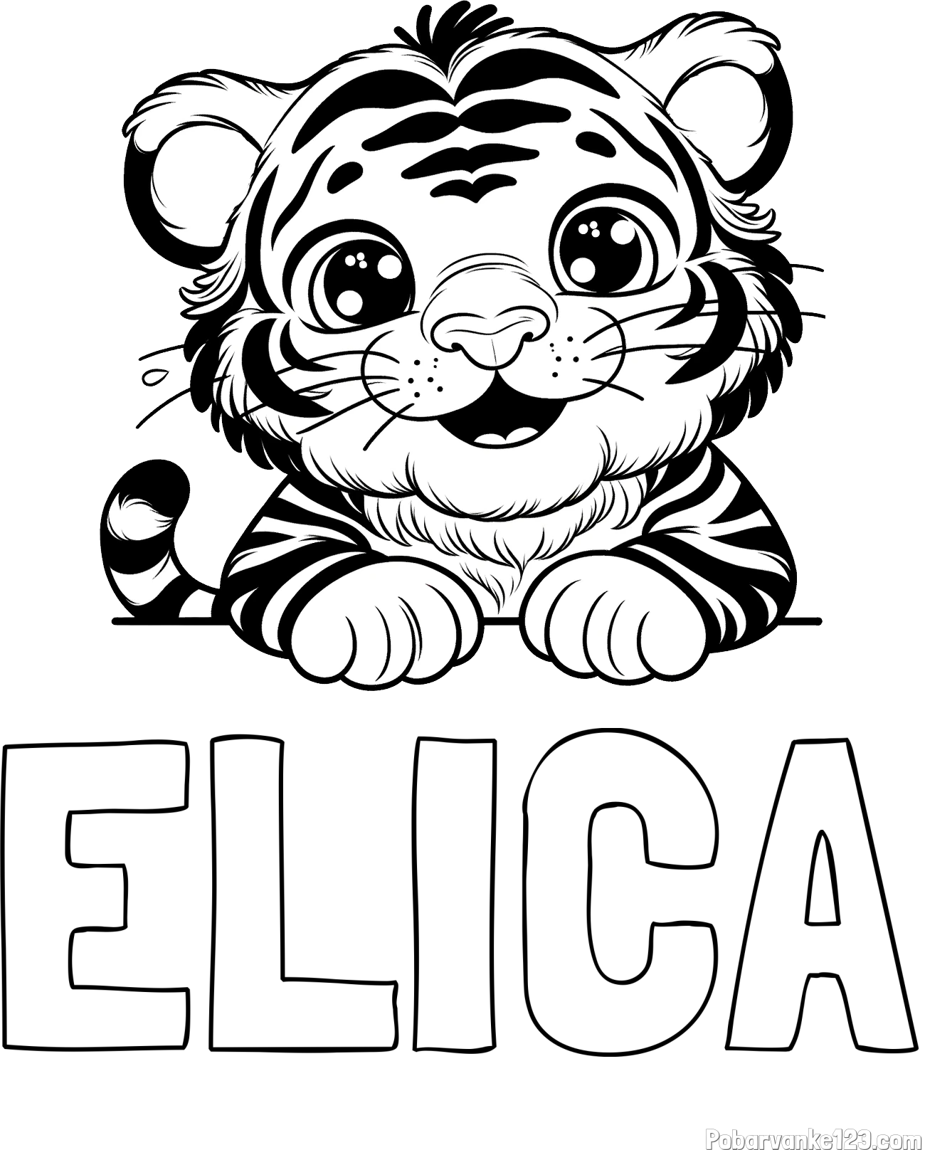 Pobarvanka imena ELICA in pobarvanka tigrček