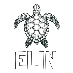 Online izdelana pobarvanka - Pobarvanka imena ELIN in enostavna pobarvanka želve