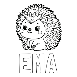 Pobarvanka imena EMA in pobarvanka nasmejanega ježka