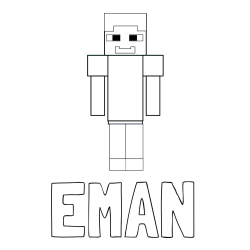 Online izdelana pobarvanka - Pobarvanka imena EMAN in pobarvanka Minecraft glavnega junaka