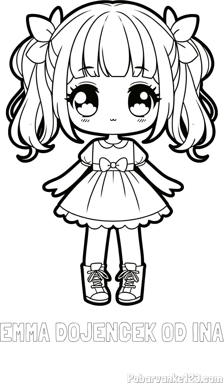 Pobarvanka imena EMMA DOJENČEK OD INA in pobarvanka anime punčke