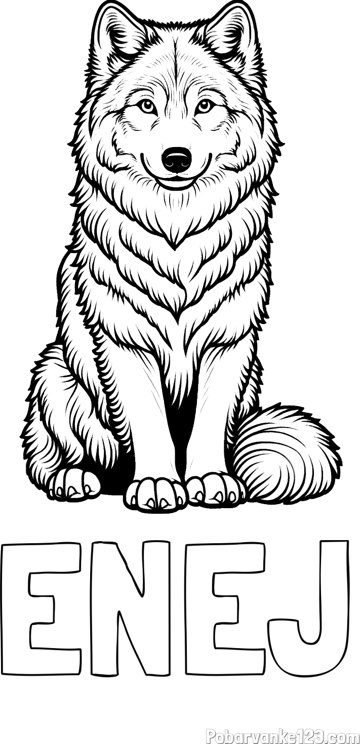 Pobarvanka imena ENEJ in pobarvanka prijaznega volka